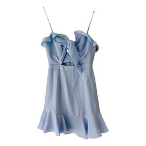 Saints + Secrets Romper Boho Blue Tie Bow Light Blue Size Small